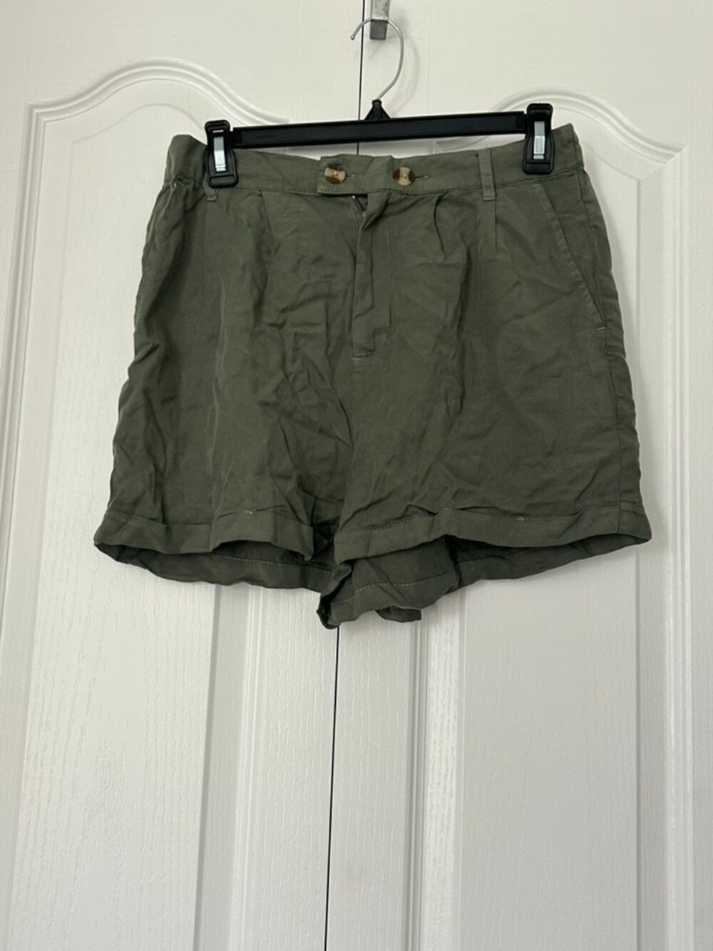 Thread + Supply Army Green Linen-Blend Pull-On Shorts Size Small